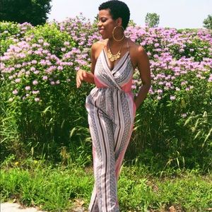 Fire Los Angeles shell jumpsuit w/ floral print